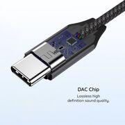 Adaptor Type-C, Jack, Hi-Fi, 3A, 0.1m - Techsuit MusicDoX (AC8) - Gri