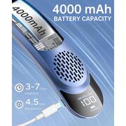 Ventilator Portabil pentru Gat cu Display LED CoolZip, 3 Viteze, 7300 RPM, 4000 mAh – Racire 360°, Design Silentios, reincarcabil USB-C - Albastru
