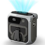 Ventilator Portabil 3 in 1 cu Power Bank WindGo, Lanterna LED, 5 Trepte de Viteză, 10000 mAh, Prindere Curea multifunctionala, acumulator reincarcabil USB-C, Afișaj LCD – Gri