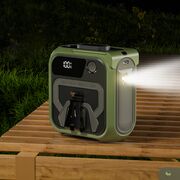 Ventilator Portabil 3 in 1 cu Power Bank WindGo, Lanterna LED, 5 Trepte de Viteză, 10000 mAh, Prindere Curea multifunctionala, acumulator reincarcabil USB-C, Afișaj LCD – Gri