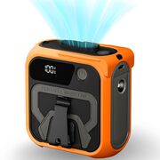 Ventilator Portabil 3 in 1 cu Power Bank WindGo, Lanterna LED, 5 Trepte de Viteză, 10000 mAh, Prindere Curea multifunctionala, acumulator reincarcabil USB-C, Afișaj LCD – Portocaliu