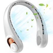 Ventilator Portabil pentru Gat BreezeGo cu Display Digital, 3 Trepte Viteza, 5200 mAh, 5800 RPM – Racire 360°, Autonomie 12h, reincarcabil USB-C - Alb