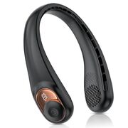 Ventilator Portabil pentru Gat BreezeGo cu Display Digital, 3 Trepte Viteza, 5200 mAh, 5800 RPM – Racire 360°, Autonomie 12h, reincarcabil USB-C - Negru