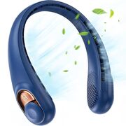 Ventilator Portabil pentru Gat BreezeGo cu Display Digital, 3 Trepte Viteza, 5200 mAh, 5800 RPM – Racire 360°, Autonomie 12h, reincarcabil USB-C, Albastru