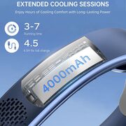 Ventilator Portabil pentru Gat cu Display LED CoolZip, 3 Viteze, 7300 RPM, 4000 mAh – Racire 360°, Design Silentios, reincarcabil USB-C - Alb