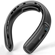 Ventilator Portabil pentru gat cu Suport Siliconic, 3 Viteze, 4 Fluxuri de Aer, Display LED, 4000 mAh, reincarcabil USB-C - Negru