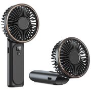 Ventilator portabil de Buzunar cu LED Digital, 6 Trepte de Răcorire și Baterie de Lungă Durată 5000 mAh, reincarcabil – Confort Maxim la Fiecare Pas - Negru