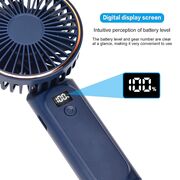 Ventilator portabil de Buzunar cu LED Digital, 6 Trepte de Răcorire și Baterie de Lungă Durată 5000 mAh, reincarcabil – Confort Maxim la Fiecare Pas - Albastru