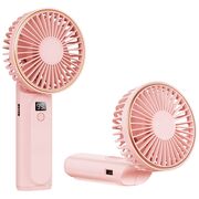 Ventilator portabil de Buzunar cu LED Digital, 6 Trepte de Răcorire și Baterie de Lungă Durată 5000 mAh, reincarcabil – Confort Maxim la Fiecare Pas - Roz