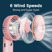 Ventilator portabil de Buzunar cu LED Digital, 6 Trepte de Răcorire și Baterie de Lungă Durată 5000 mAh, reincarcabil – Confort Maxim la Fiecare Pas - Roz