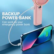Ventilator portabil de Buzunar cu LED Digital, 6 Trepte de Răcorire și Baterie de Lungă Durată 5000 mAh, reincarcabil – Confort Maxim la Fiecare Pas - Roz