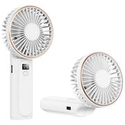 Ventilator portabil de Buzunar cu LED Digital, 6 Trepte de Răcorire și Baterie de Lungă Durată 5000 mAh, reincarcabil – Confort Maxim la Fiecare Pas - Alb