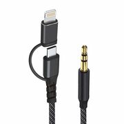 Adaptor 3in1, Jack, iPhone, Hi-Fi, 1m - Techsuit EchoSnap (AC15) - Black
