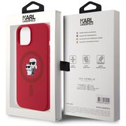 Husa Karl Lagerfeld pentru iPhone 15 Silicone MagSafe, Karl&Choupette, rosu