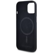 Husa Karl Lagerfeld pentru iPhone 15 Silicone MagSafe, Shadow Metal Initial, negru