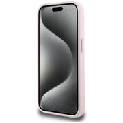 Husa Karl Lagerfeld pentru iPhone 15 Silicone MagSafe, Shadow Metal Initial, roz