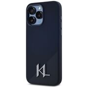 Husa Karl Lagerfeld pentru iPhone 15 Pro Max Silicone MagSafe, Shadow Metal Initial, negru