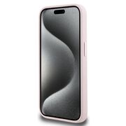 Husa Karl Lagerfeld pentru iPhone 15 Pro Max Silicone MagSafe, Shadow Metal Initial, roz