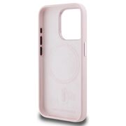 Husa Karl Lagerfeld pentru iPhone 15 Pro Max Silicone MagSafe, Shadow Metal Initial, roz