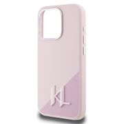 Husa Karl Lagerfeld pentru iPhone 15 Pro Max Silicone MagSafe, Shadow Metal Initial, roz