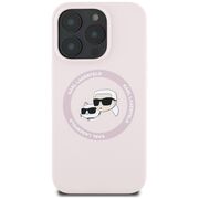 Husa Karl Lagerfeld pentru iPhone 16 Pro Silicone MagSafe, Karl&Choupette Head, roz