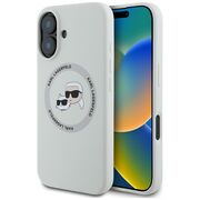 Husa Karl Lagerfeld pentru iPhone 16 Silicone MagSafe, Karl&Choupette Head, gri