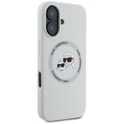 Husa Karl Lagerfeld pentru iPhone 16 Silicone MagSafe, Karl&Choupette Head, gri