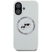 Husa Karl Lagerfeld pentru iPhone 16 Silicone MagSafe, Karl&Choupette Head, gri