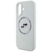 Husa Karl Lagerfeld pentru iPhone 16 Silicone MagSafe, Karl&Choupette Head, gri
