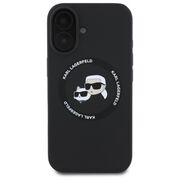 Husa Karl Lagerfeld pentru iPhone 16 Silicone MagSafe, Karl&Choupette Head - negru