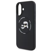 Husa Karl Lagerfeld pentru iPhone 16 Silicone MagSafe, Karl&Choupette Head - negru