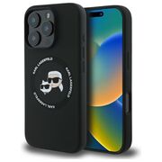 Husa Karl Lagerfeld pentru iPhone 16 Pro Max Silicone MagSafe, Karl&Choupette Head - negru