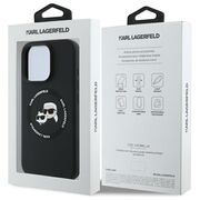 Husa Karl Lagerfeld pentru iPhone 16 Pro Max Silicone MagSafe, Karl&Choupette Head - negru