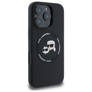 Husa Karl Lagerfeld pentru iPhone 16 Pro Max Silicone MagSafe, Karl&Choupette Head - negru