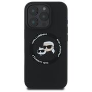 Husa Karl Lagerfeld pentru iPhone 16 Pro Max Silicone MagSafe, Karl&Choupette Head - negru