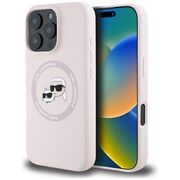 Husa Karl Lagerfeld pentru iPhone 16 Pro Max Silicone MagSafe, Karl&Choupette Head, roz