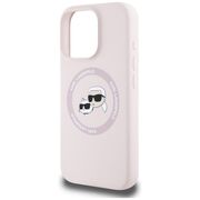 Husa Karl Lagerfeld pentru iPhone 16 Pro Max Silicone MagSafe, Karl&Choupette Head, roz