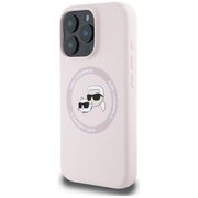 Husa Karl Lagerfeld pentru iPhone 16 Pro Max Silicone MagSafe, Karl&Choupette Head, roz
