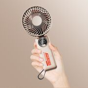 Ventilator Portabil Elegant AX10 – Ecran Digital, 3 Viteze, Autonomie extinsa, acumulator reincarcabil USB-C 3600mAh, design compact - bej