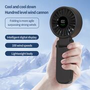 Ventilator Portabil Mini Hand pliabil – 100 Trepte Viteza, 5400 RPM, Ecran Digital LED, reincarcabil USB-C, Design Elegant si control total al fluxului de aer - negru