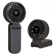 Ventilator Portabil Mini Hand pliabil – 100 Trepte Viteza, 5400 RPM, Ecran Digital LED, reincarcabil USB-C, Design Elegant si control total al fluxului de aer - negru