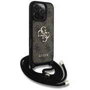 Husa pentru iPhone 16 Pro - Guess Hardcase 4G Big Logo with Cord Strap - Brown