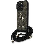Husa pentru iPhone 16 Pro - Guess Hardcase 4G Big Logo with Cord Strap - Brown
