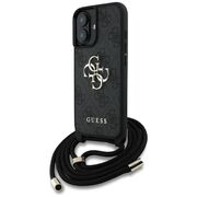 Husa pentru iPhone 16 - Guess Hardcase 4G Big Logo with Cord Strap - Black