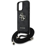 Husa pentru iPhone 16 - Guess Hardcase 4G Big Logo with Cord Strap - Black