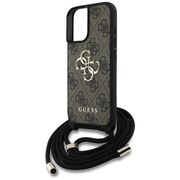 Husa pentru iPhone 16 - Guess Hardcase 4G Big Logo with Cord Strap - Brown