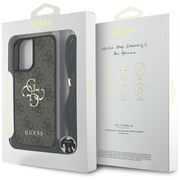 Husa pentru iPhone 16 - Guess Hardcase 4G Big Logo with Cord Strap - Brown