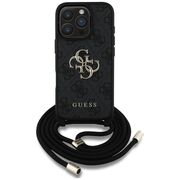 Husa pentru iPhone 16 Pro Max - Guess Hardcase 4G Big Logo with Cord Strap  - Black