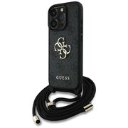 Husa pentru iPhone 16 Pro Max - Guess Hardcase 4G Big Logo with Cord Strap  - Black