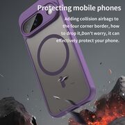 Husa pentru  Google Pixel 9 cu protectie pentru lentile si MagSafe EasyCharge, Ghost Series Anti-ingalbenire, frosted - Mov